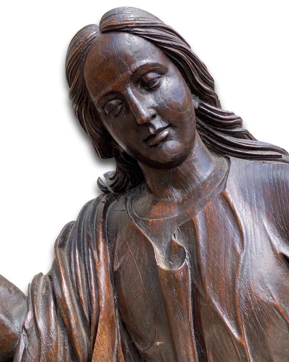 Large oak sculpture of a kneeling Mary Magdalene. French, 17th century