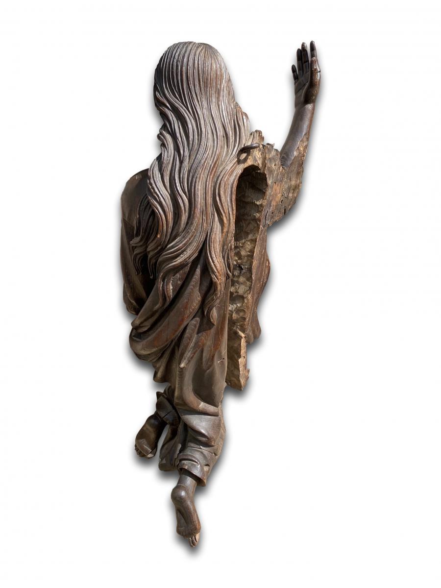 Large oak sculpture of a kneeling Mary Magdalene. French, 17th century