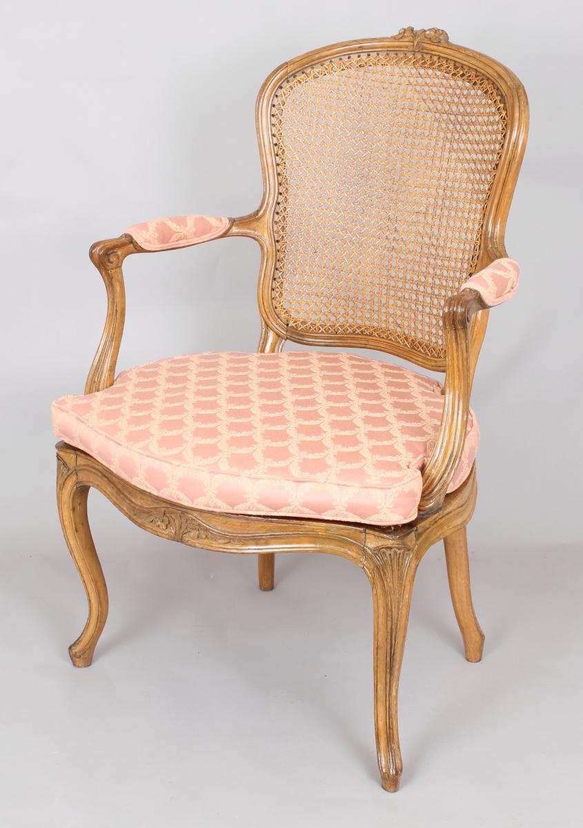 Pair of 19th century waxed beech fauteuils