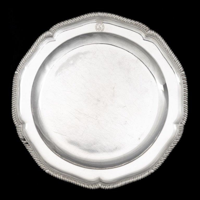 Twelve dinner plates from Admiral Lord Bridport’s seagoing silver service, 1785-7