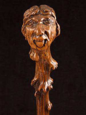 Folk Art one-piece cane with head of a "Hanged Man"_e