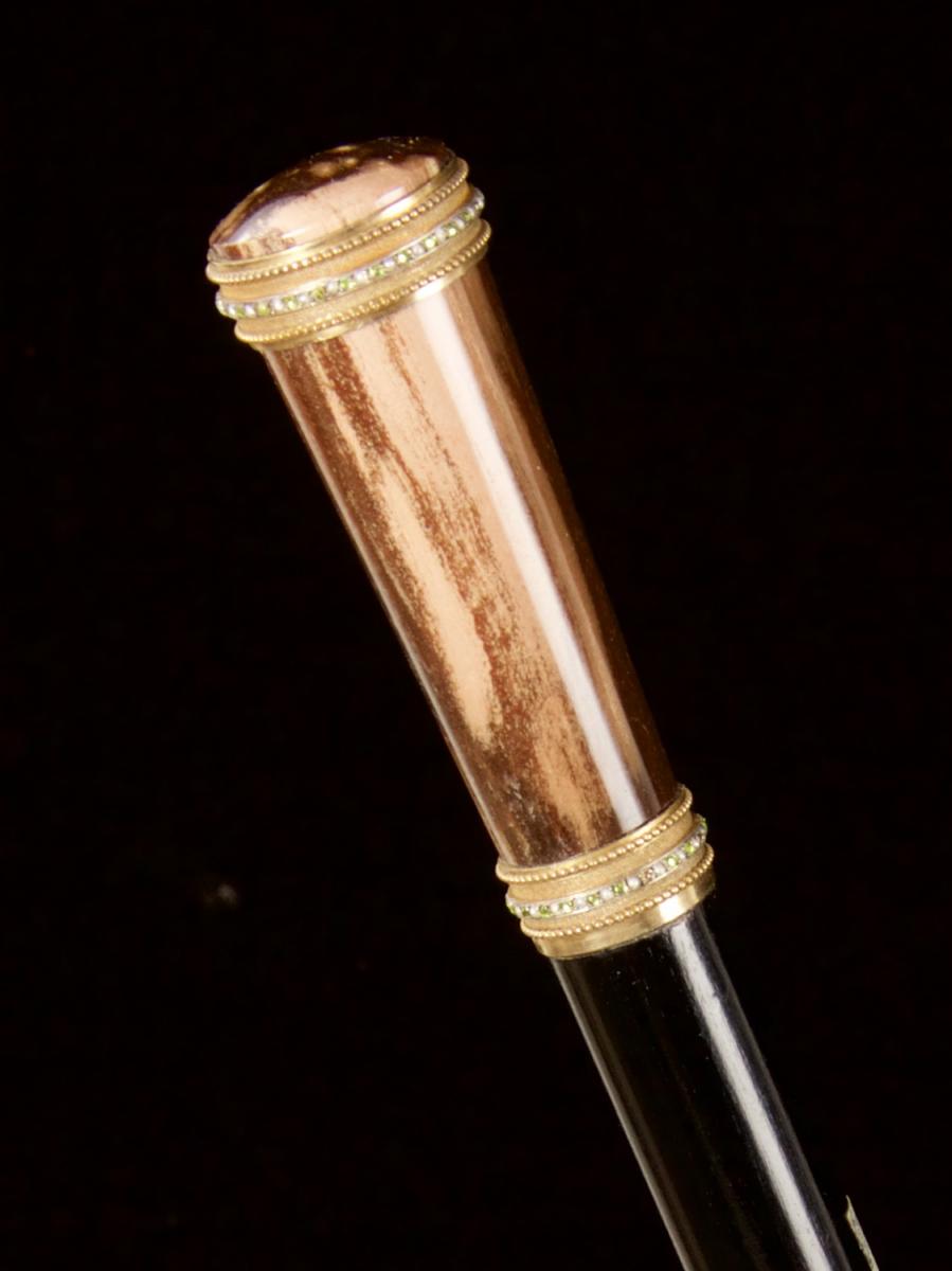 Hardstone-handled cane with silver gilt mounts_l