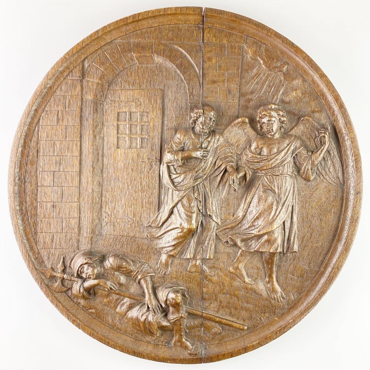 Tondo of Saint Peter’s escape. Southern Germany, early 18th century