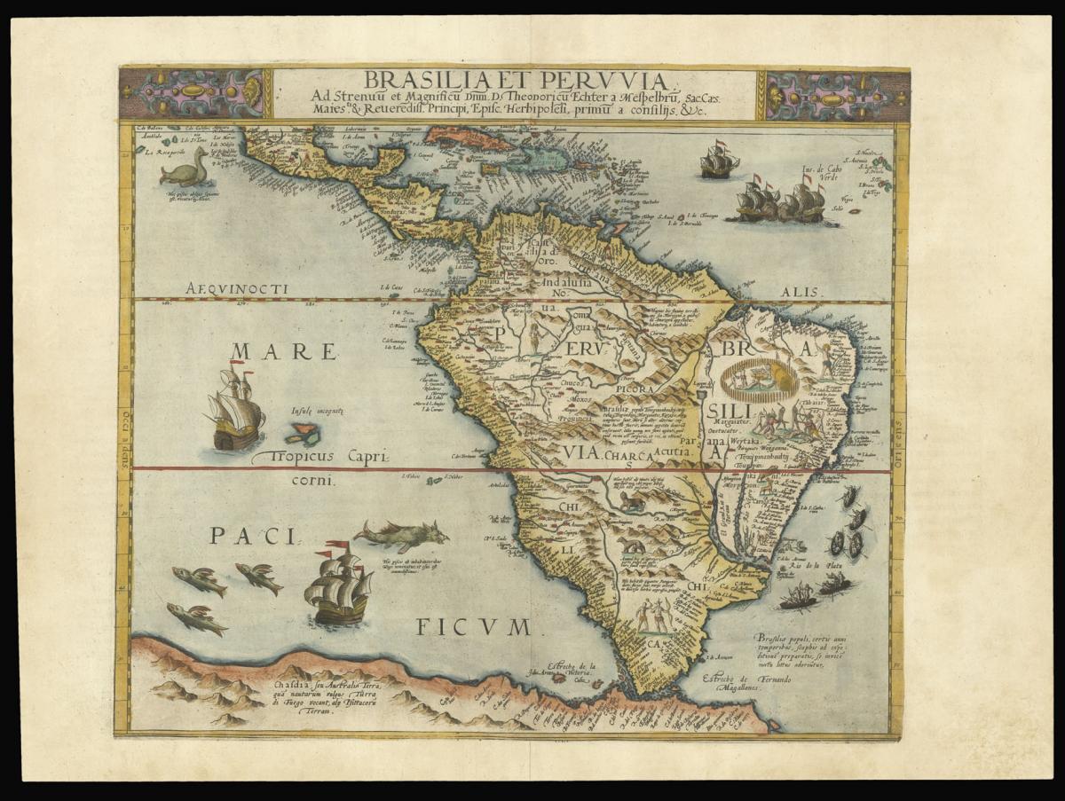 De Jode's map of South America in original colour