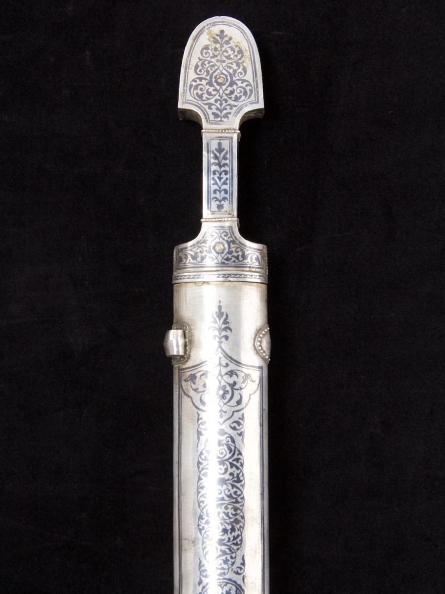 Russian all-silver Kinjal dagger with long plain blade_h