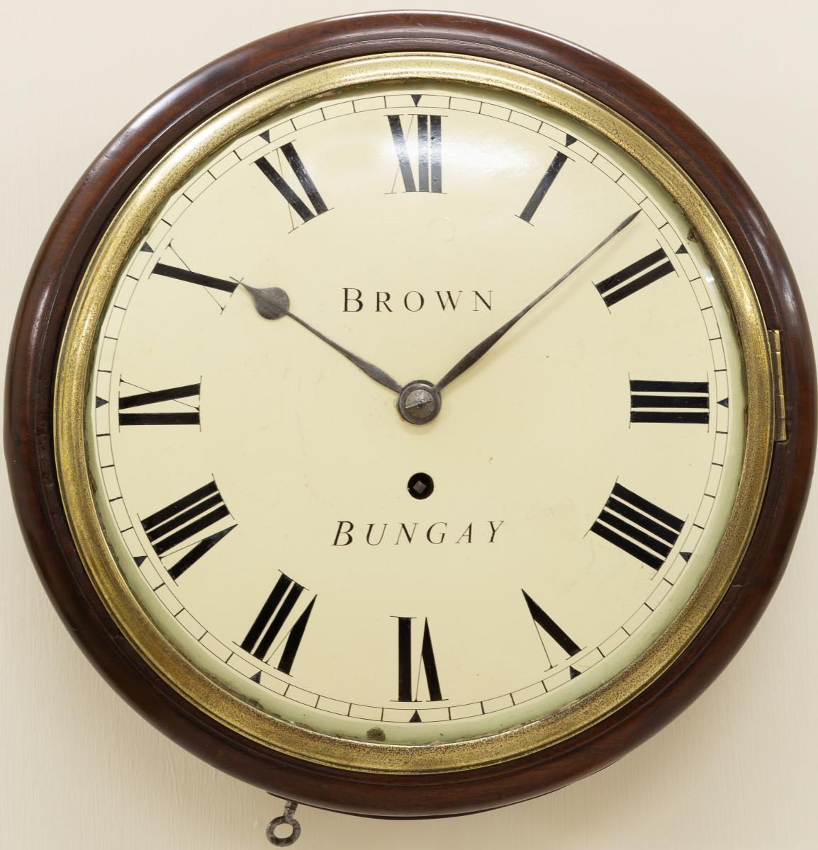 Victorian Mahogany English Fusee Dial Clock With 9 inch Dial