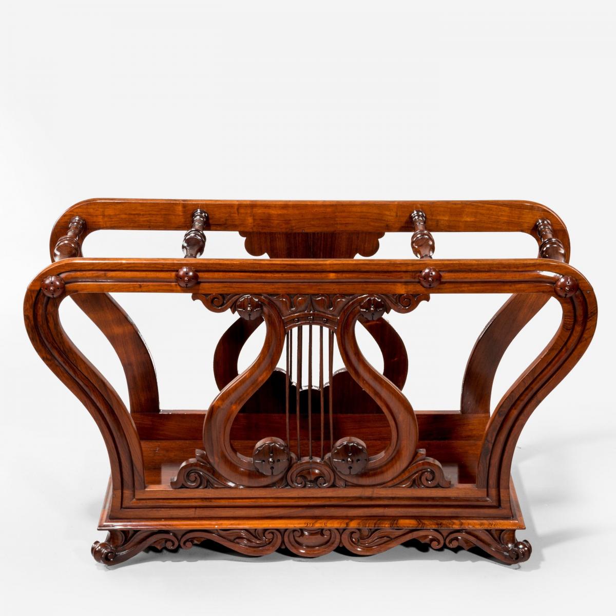 An unusual late Regency rosewood music roll holder