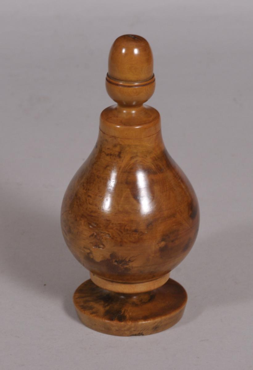 S/4091 Antique Treen Burr Boxwood Spice Shaker