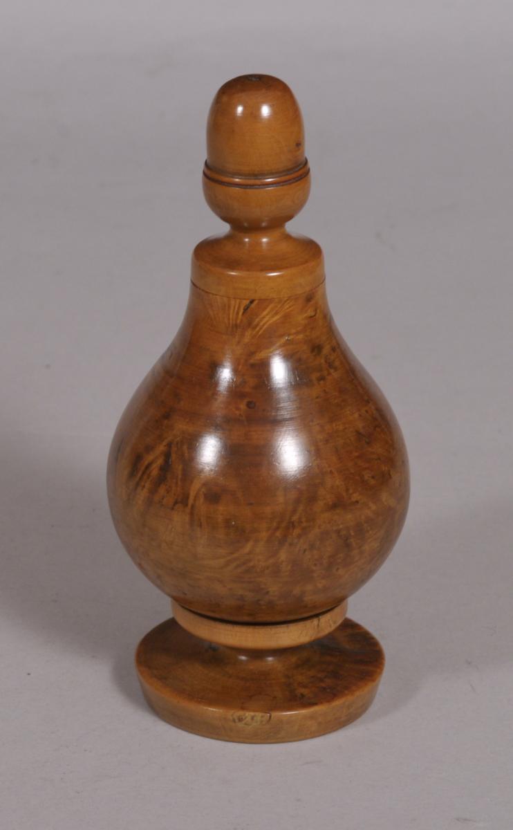 S/4091 Antique Treen Burr Boxwood Spice Shaker