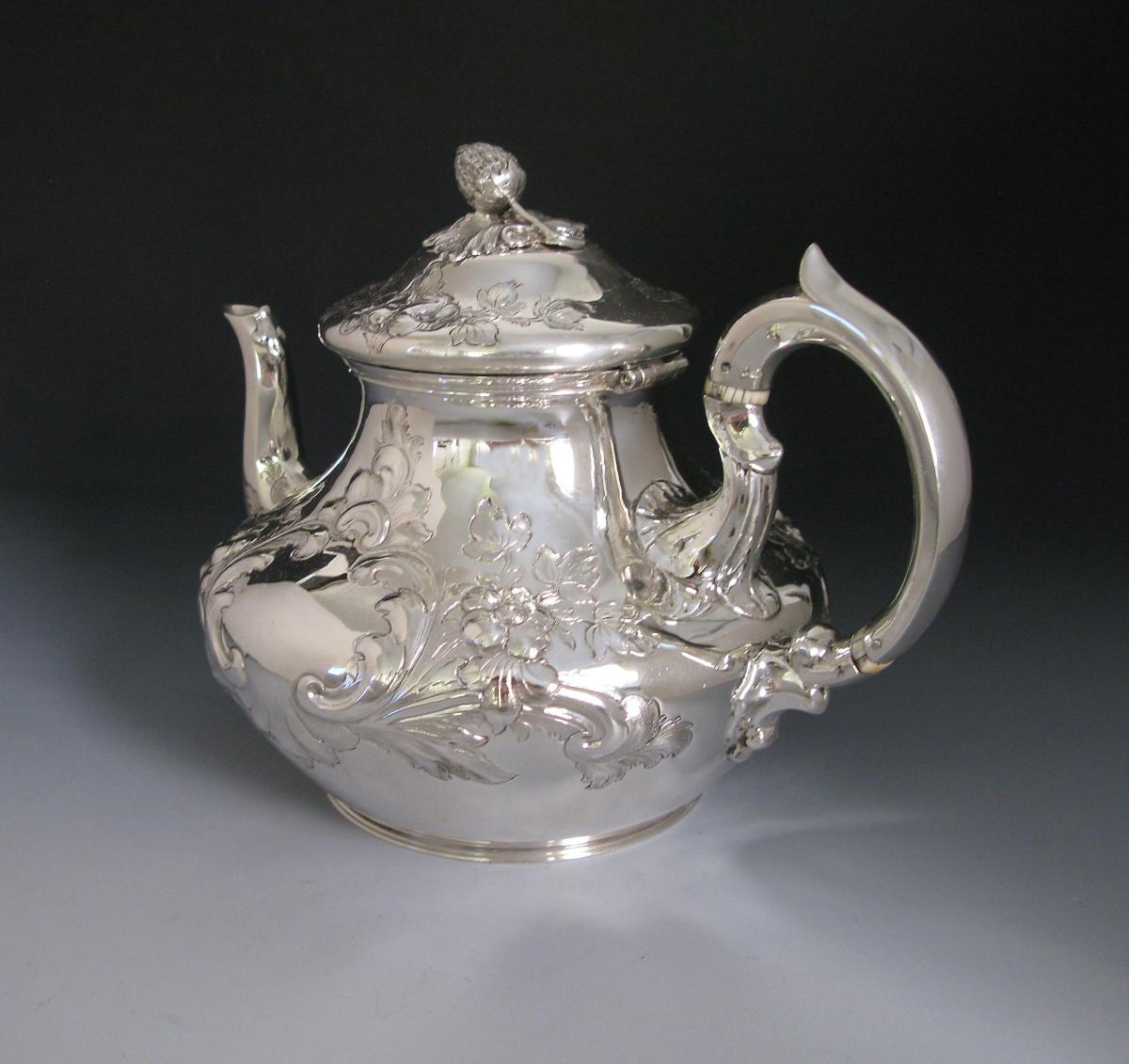 Antique Victorian Sterling Silver Teapot made in 1855 by William Smily of London 