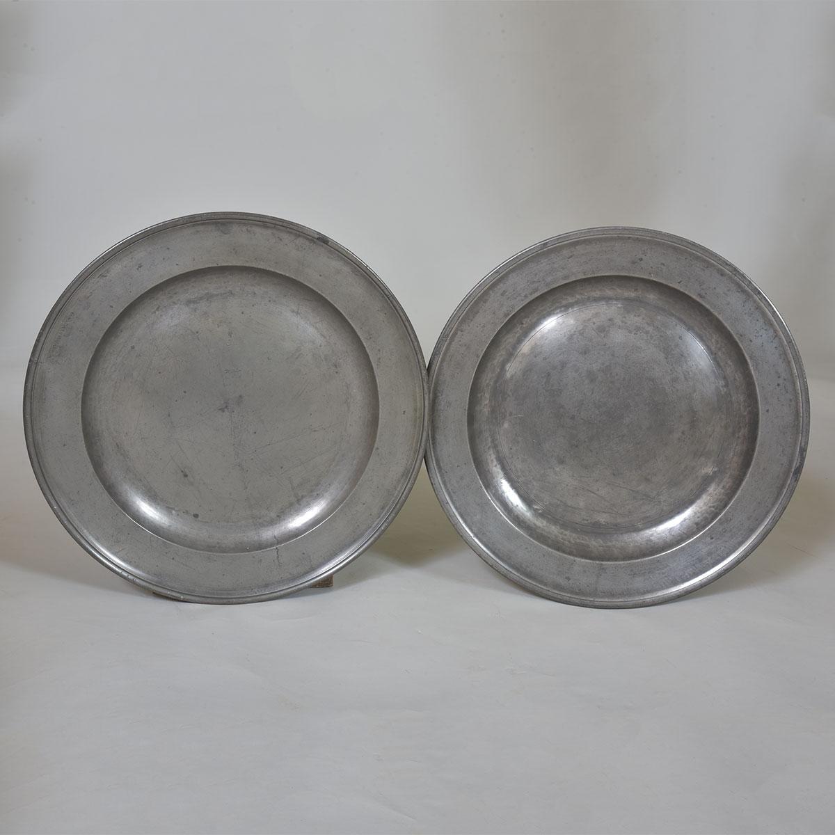 Two 18th century Pewter Chargers