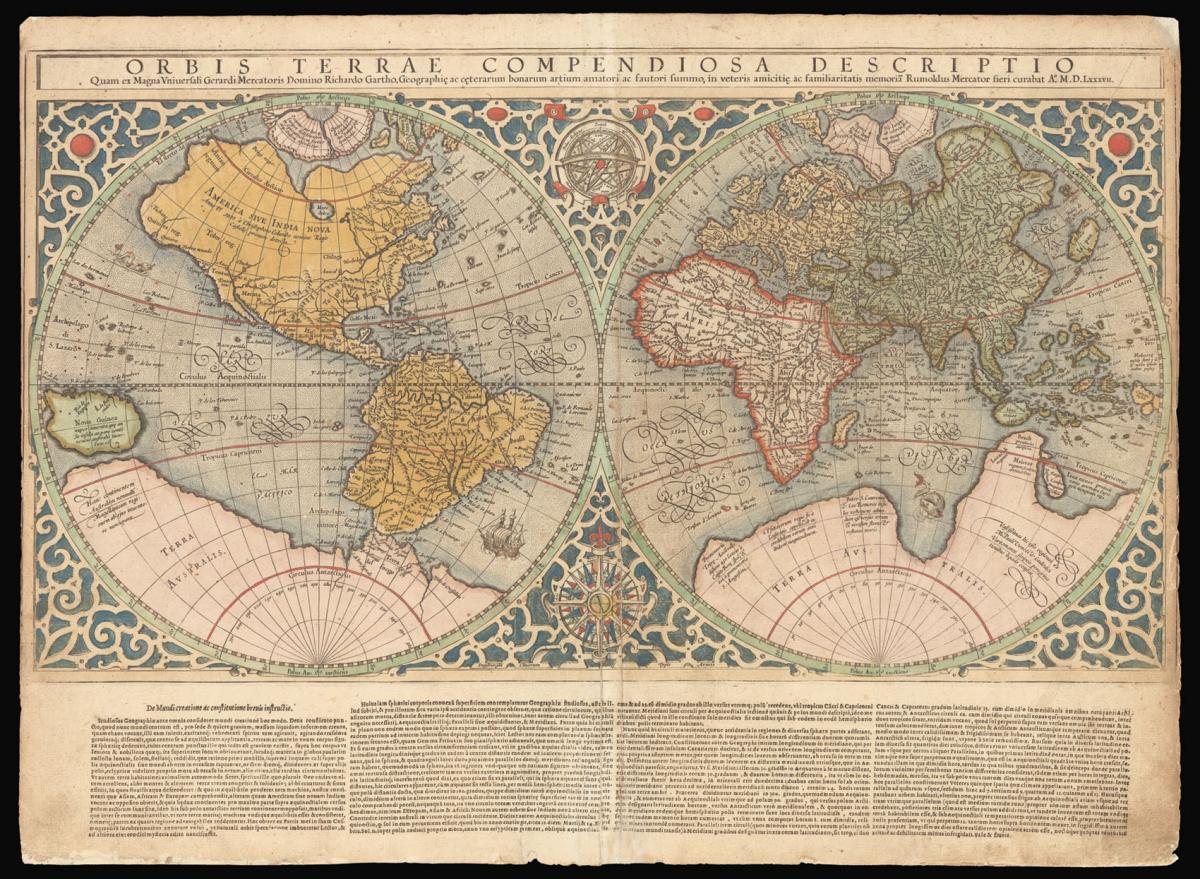 Mercator's map of the world in fine original colour