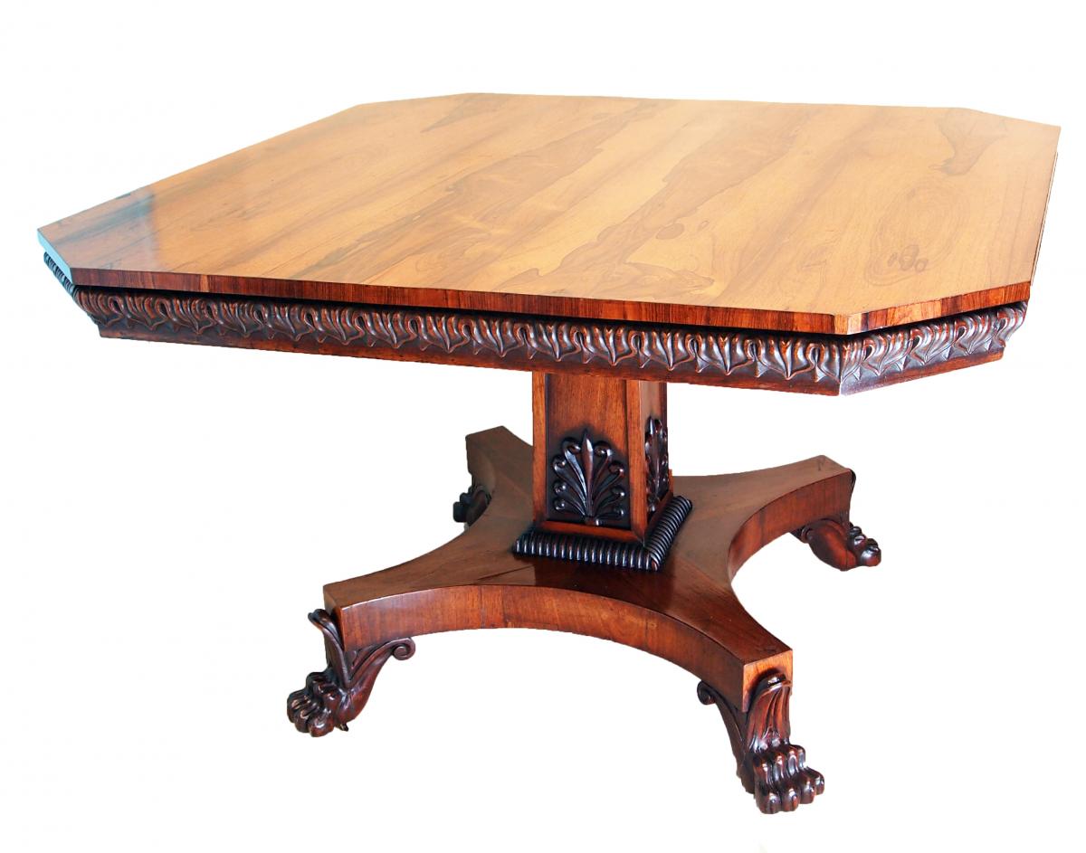 Regency Rosewood Octagonal Top Antique Centre Table