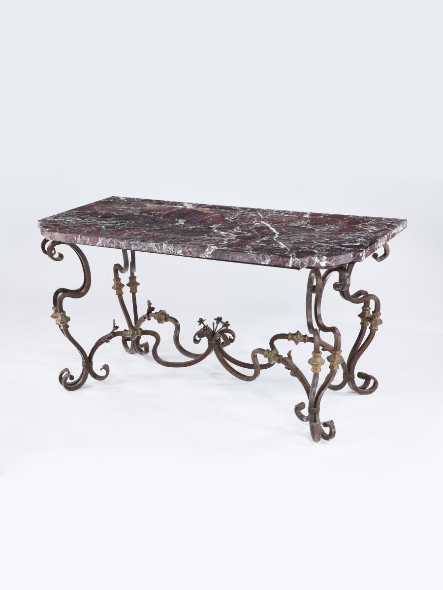 Pair of Spanish 19th Century Wrought Iron Console Tables