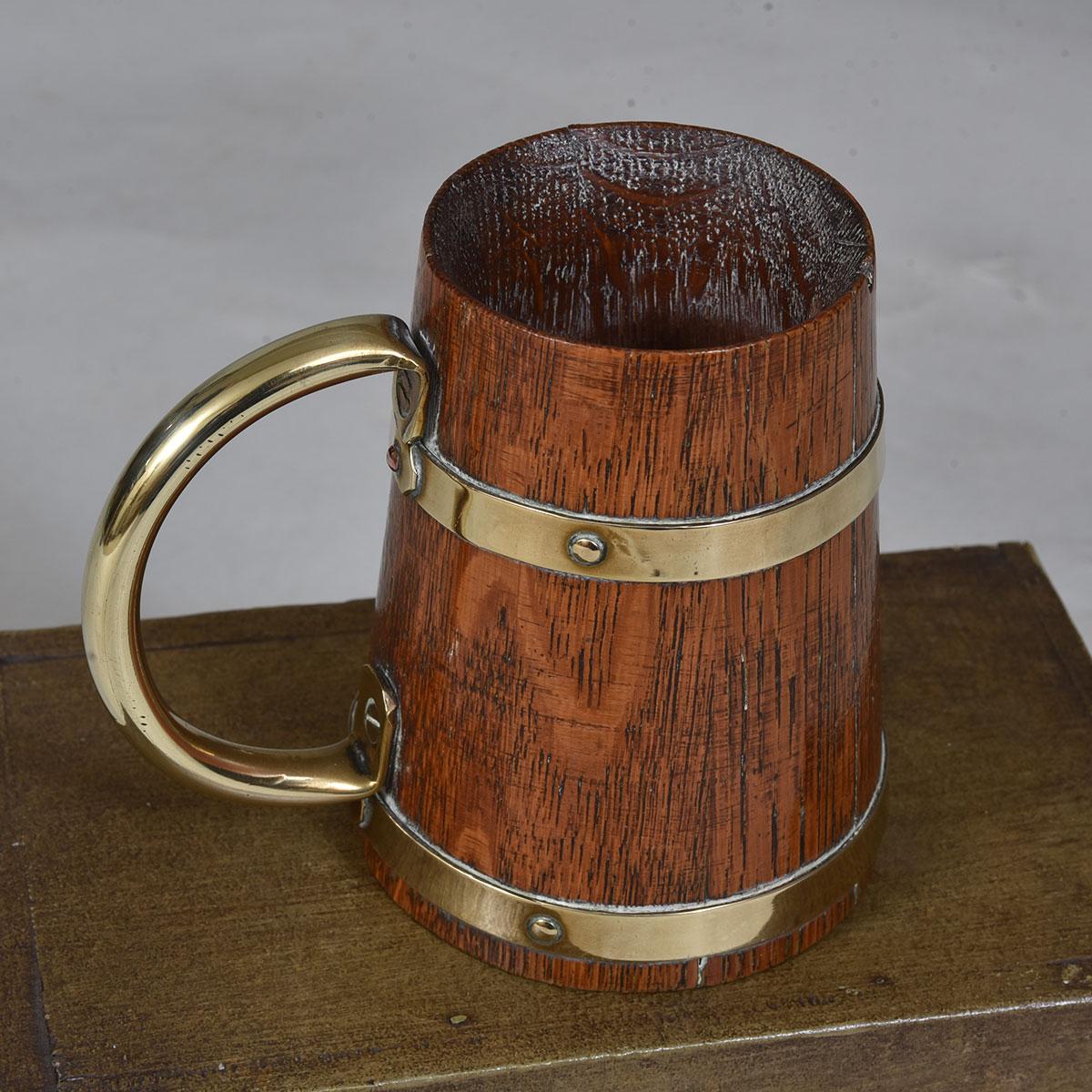 Small Oak Jug with brass bands