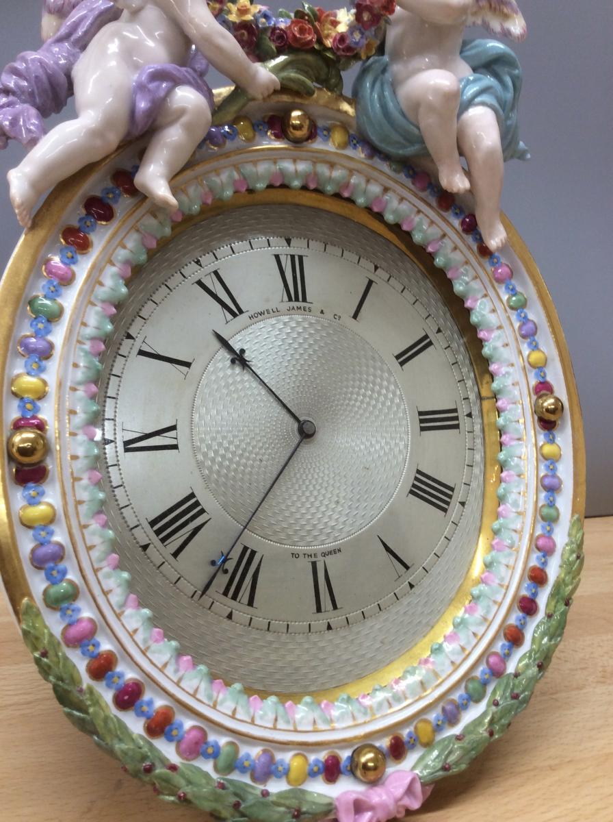 Meissen Porcelain Strut Mantel Clock