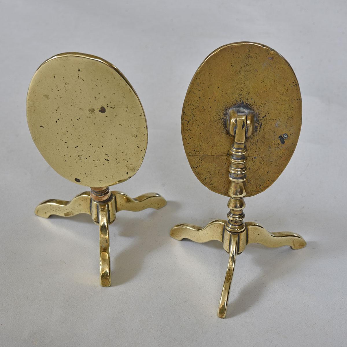 Pair of Miniature Brass Tripod Tables