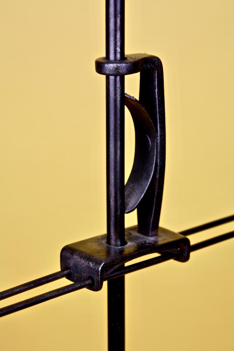English Wrought Iron Floor Standing Adjustable Downhearth Toaster, 19th Century
