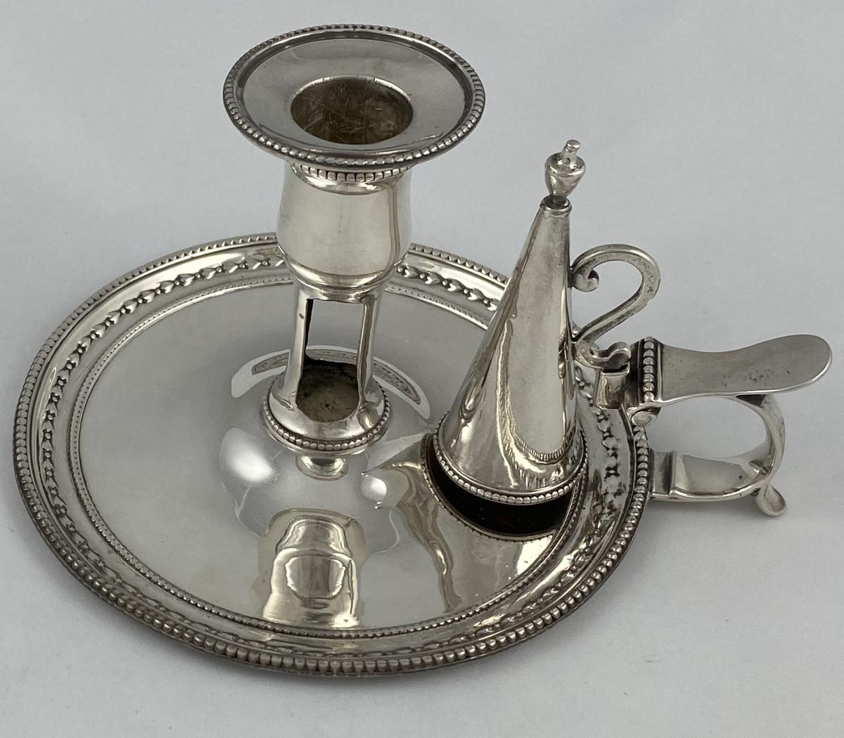 Georgian silver Jones and Scofield chamberstick 1777