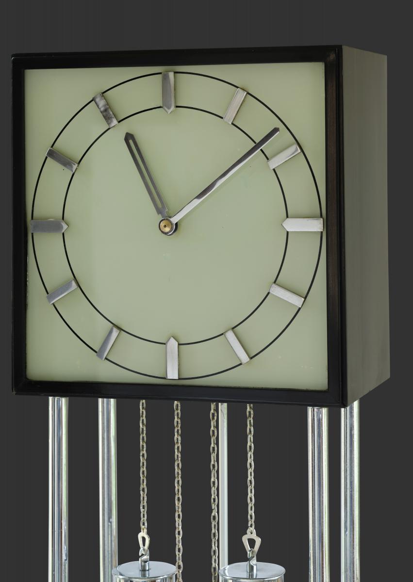 Bauhaus Art Deco Chrome Longcase Clock