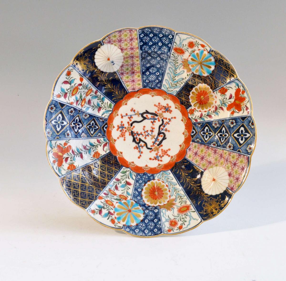 First Period Worcester Porcelain Imari Deep Dish, Old Mosaic Pattern, Circa 1765-70