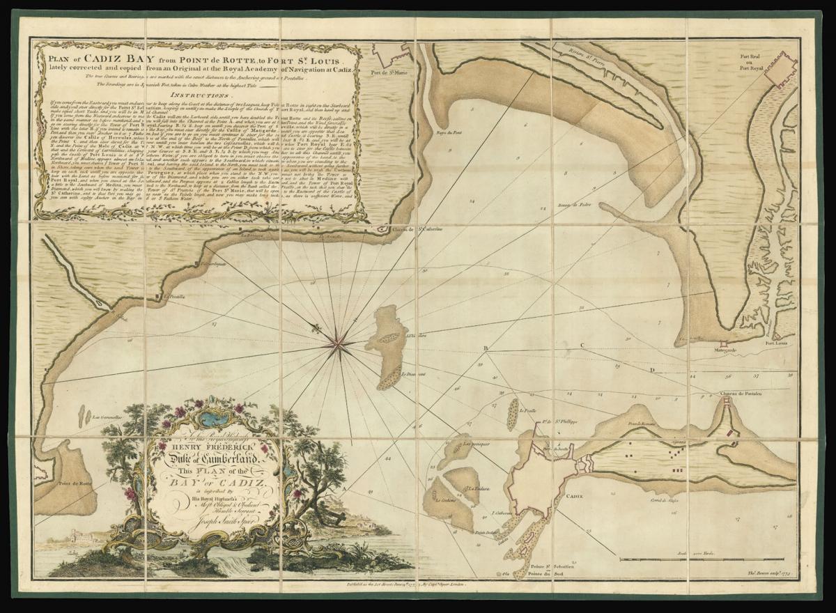 Speer's very rare map of the Bay of Cadiz