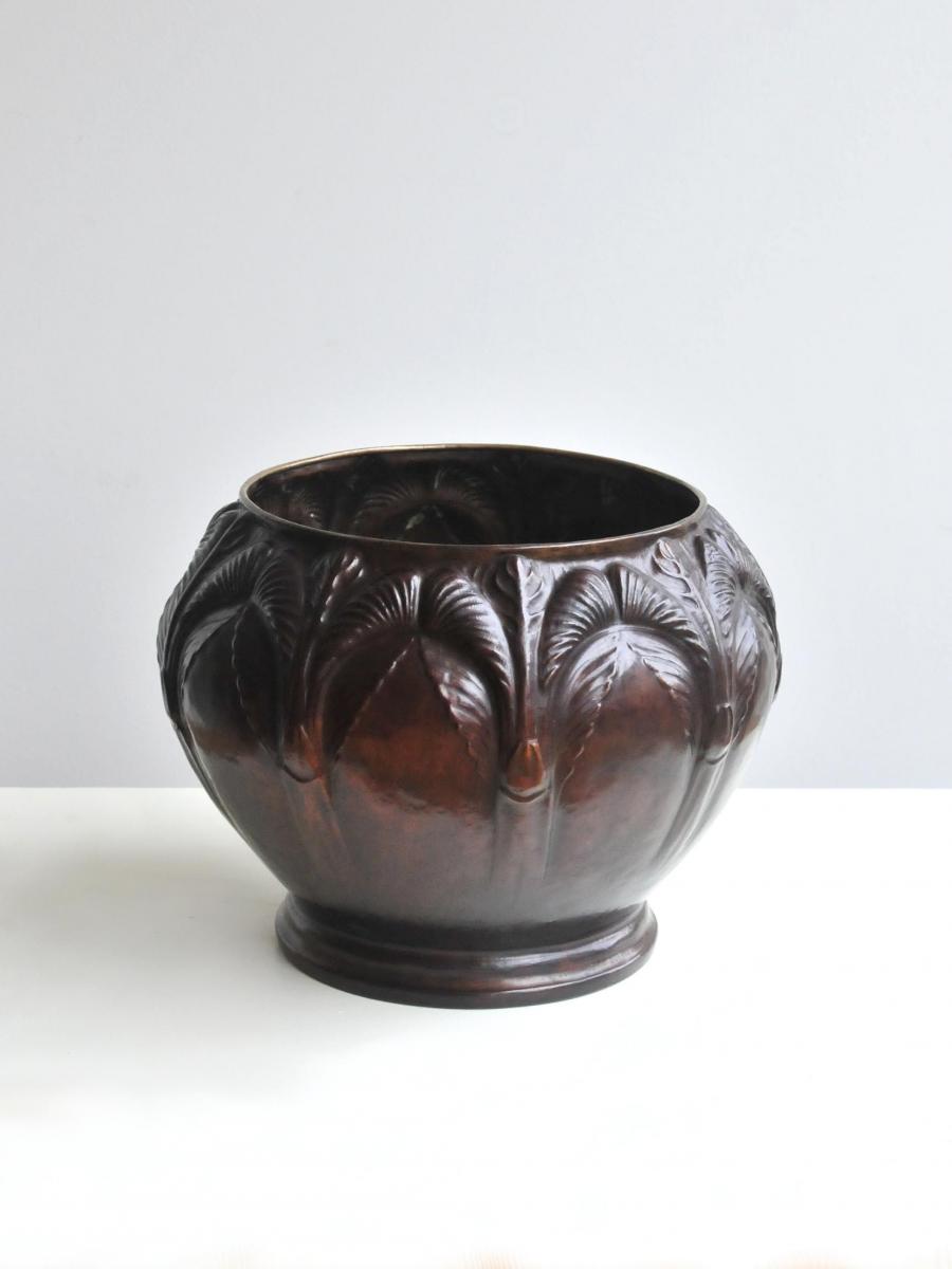 Art Nouveau Copper Cache Pot