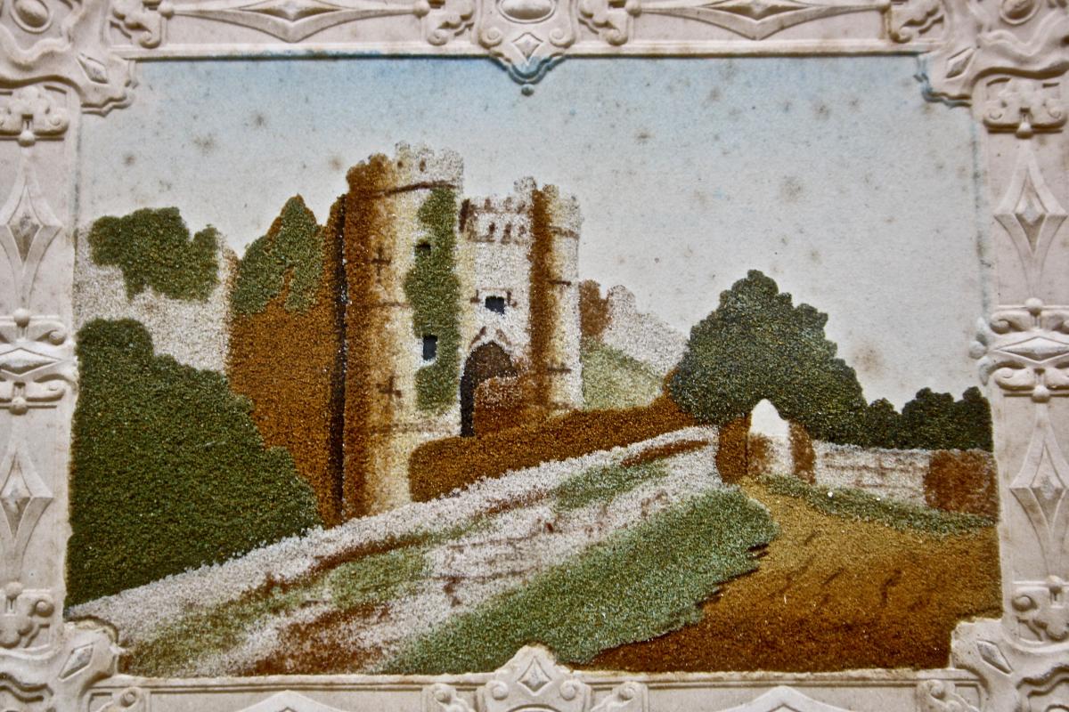A Victorian Isle of Wight Sand Picture Depicting Craisbrooke Castle, circa 1850