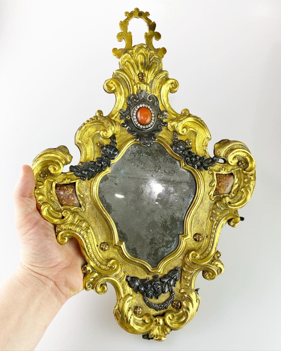 Ormolu coral mirror. Italian, mid 18th century