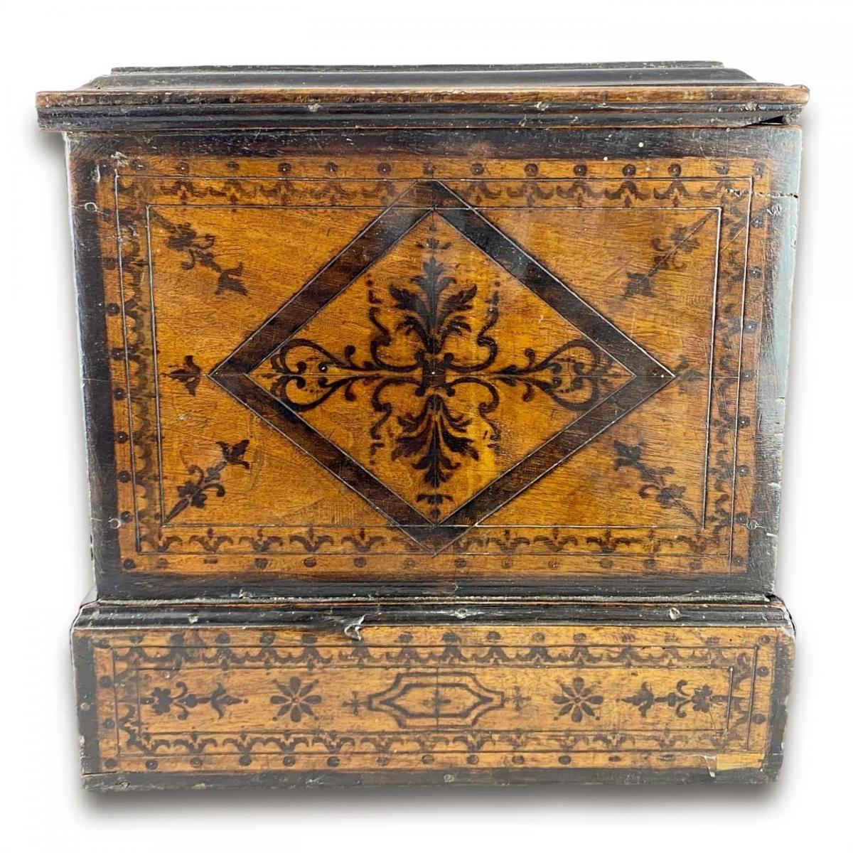 Penwork tea chest. French, mid 18th century
