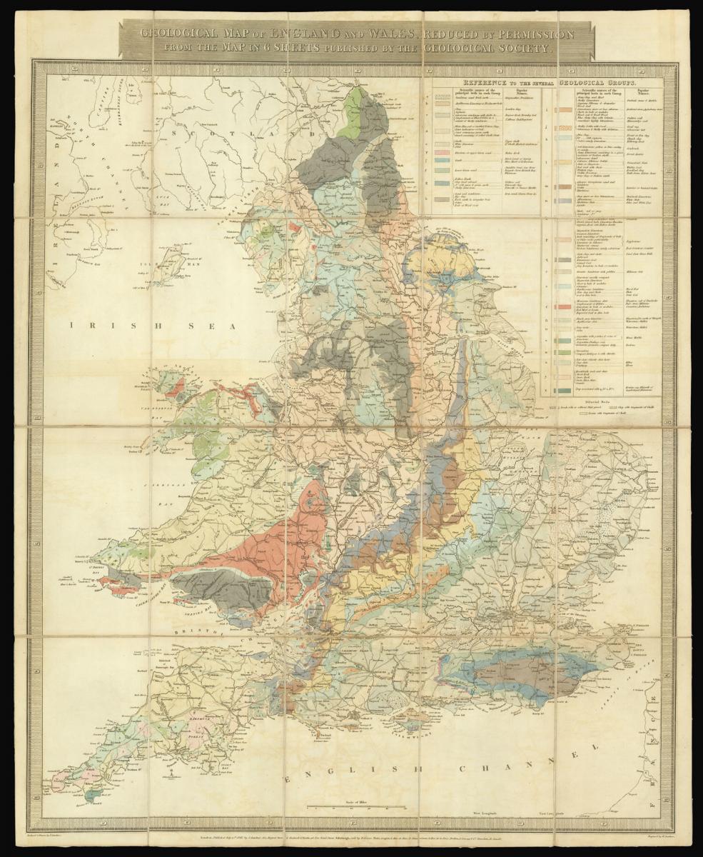 Rare reduction of Greenough's geological map of England and Wales