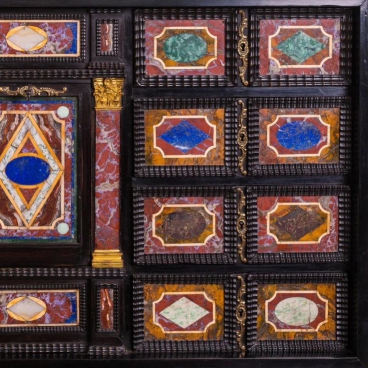 Important pietra dura cabinet. Italian, mid 17th century