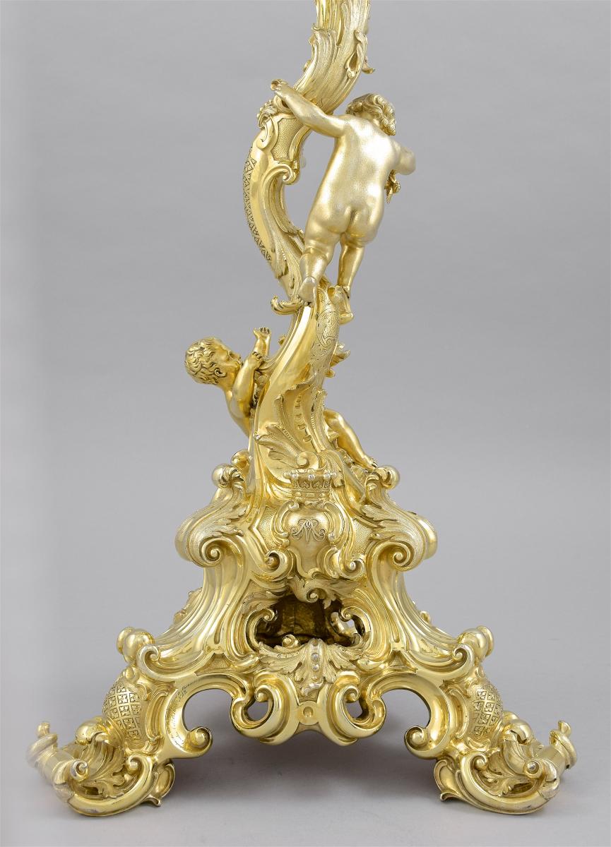 William IV antique silver-gilt six-light candelabra from the Pembroke Service