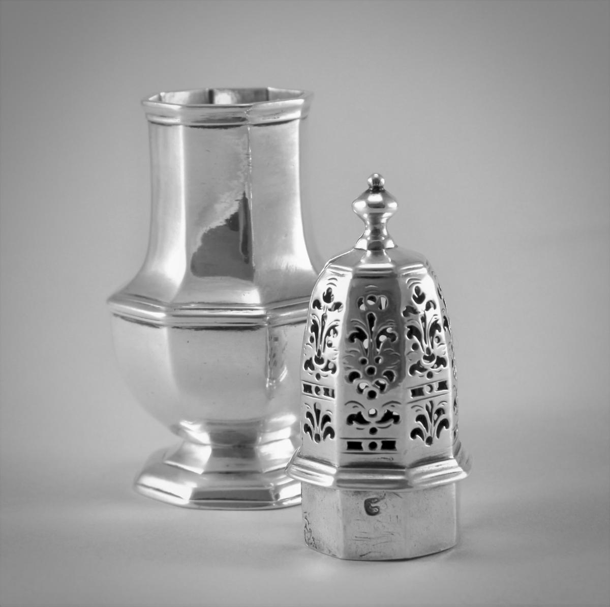 George I octagonal shaped sterling silver caster