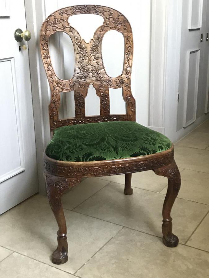 Rare China Trade Hardwood Cabriole Leg Side Chair