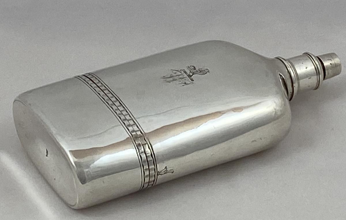 Peter Archambo Georgian silver flask 1740