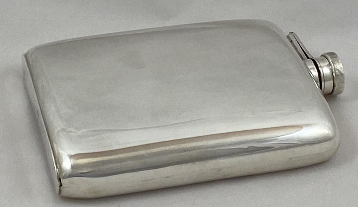 Large Antique Silver Hip Flask 1917 by William Neale | BADA