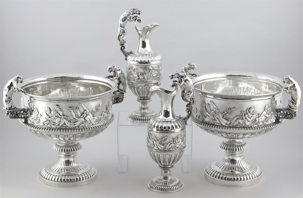 A Large pair of Victorian Silver Bowls and pair of Ewers