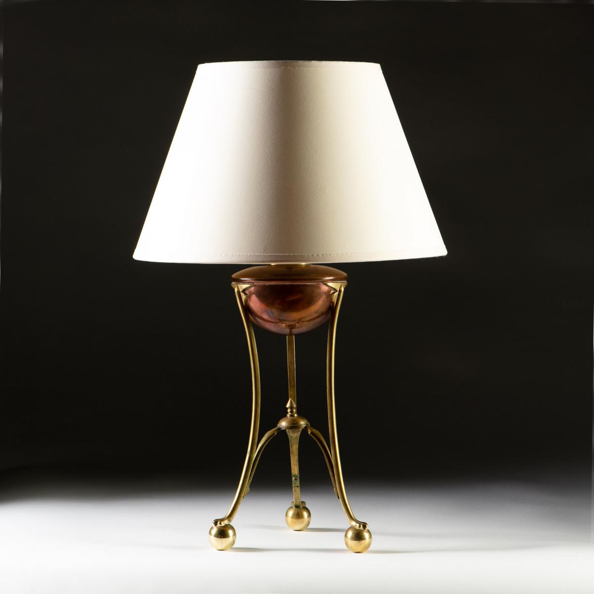 A Brass and Copper Lamp by W.A.S Benson