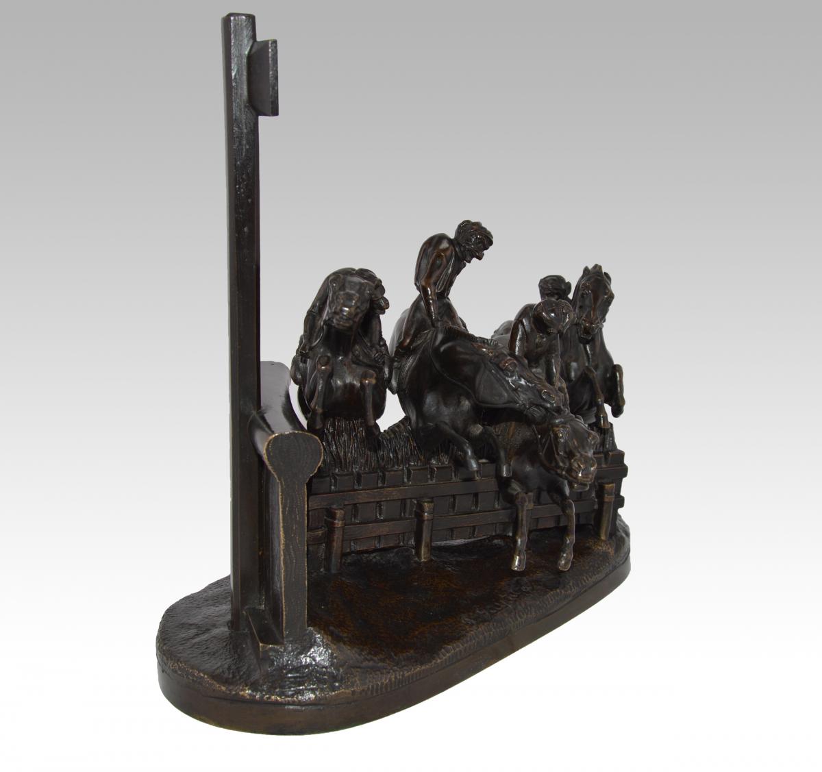 Bronze sculpture of monkeys racing on horses by Paul Joseph Gayrard