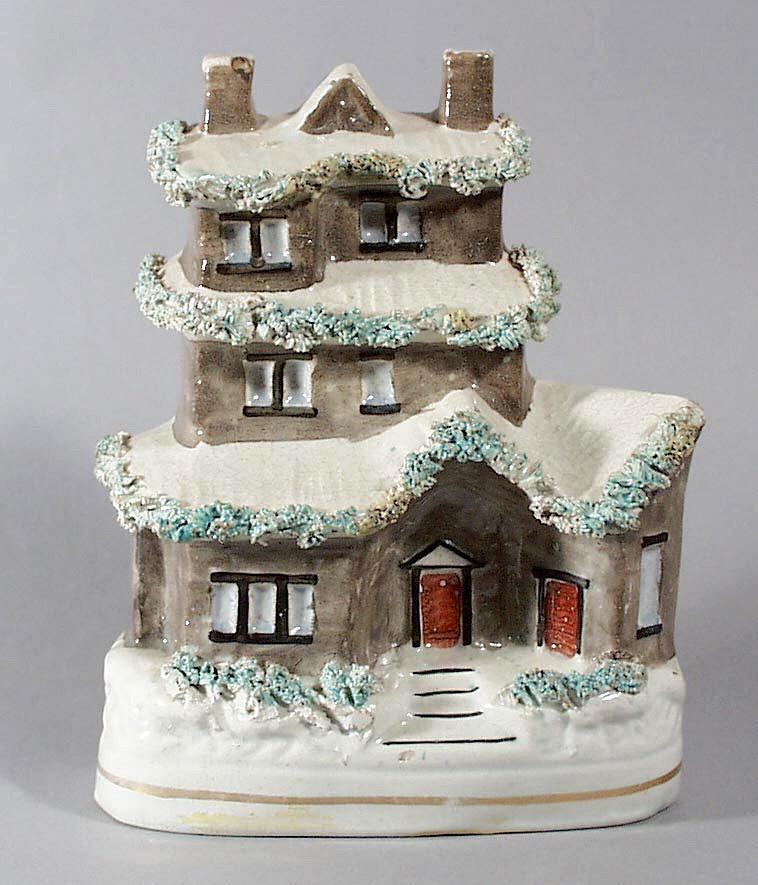 Pottery Staffordshire Pottery Model of a House in Winter, Circa 1850. 