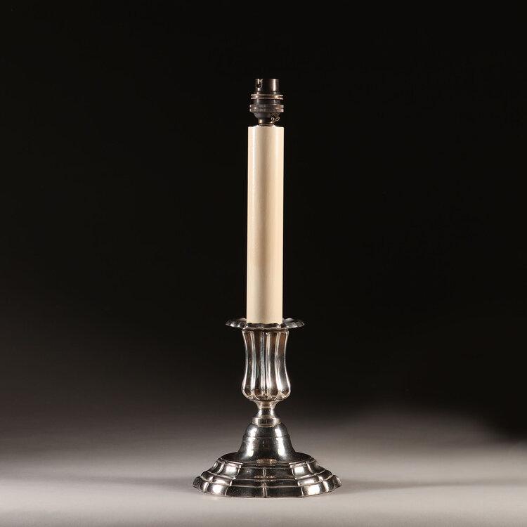 A Silver Candlestick Lamp