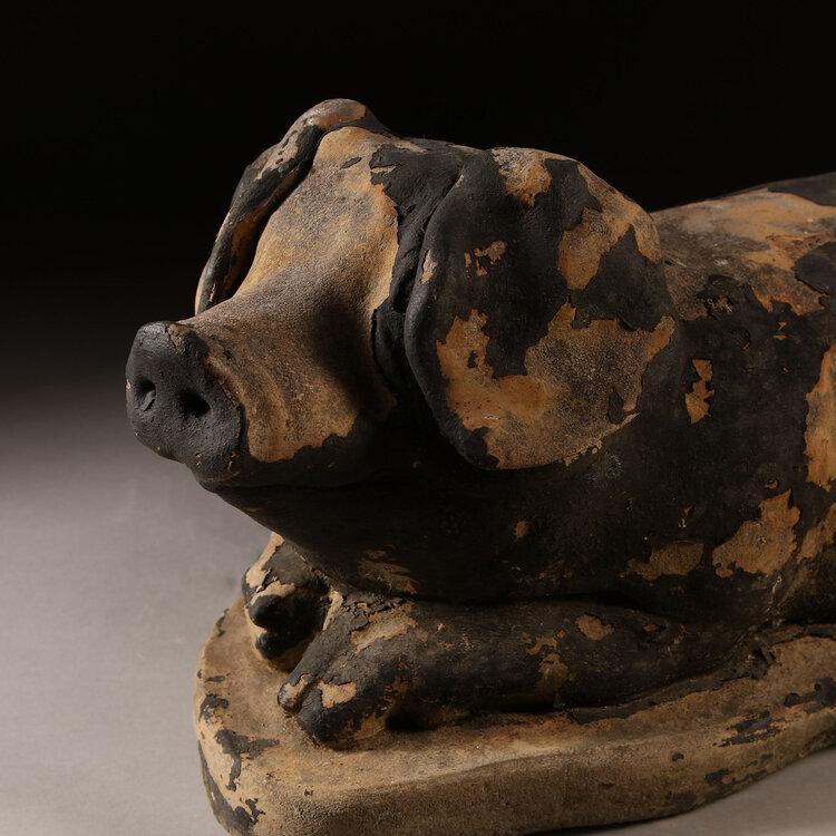 A 19th Century Painted Stone Pig