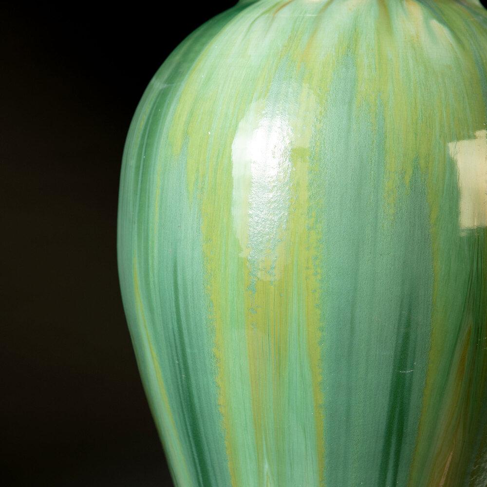 A Midcentury Green Drip Glaze Lamp