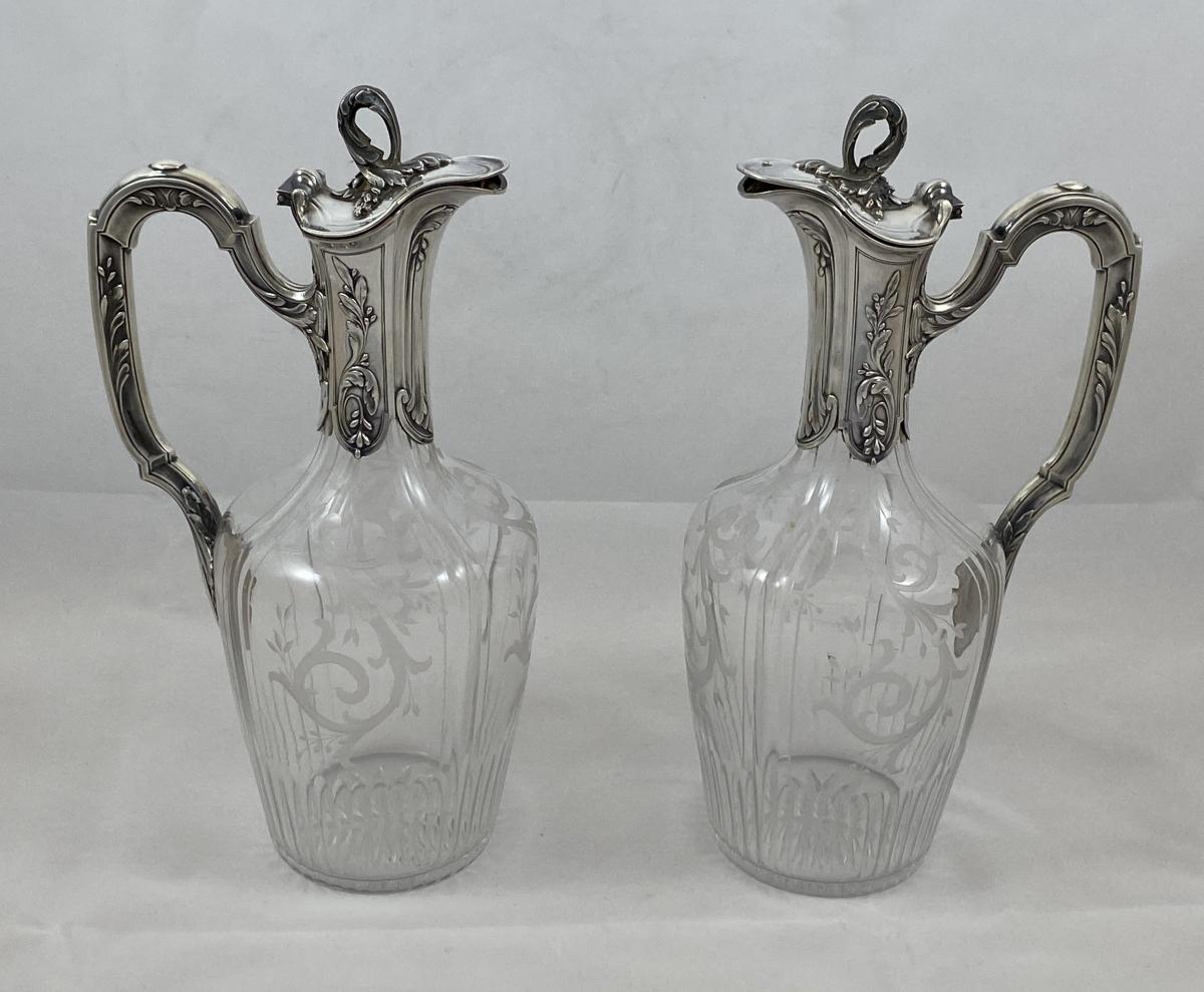 Pair of French silver claret jugs Risler and Carre