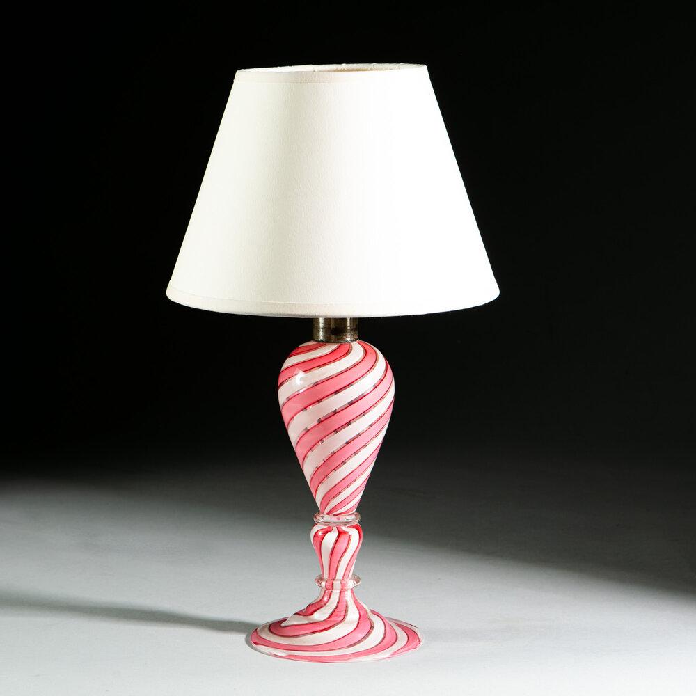 An Unusual Spiral Murano Glass Lamp