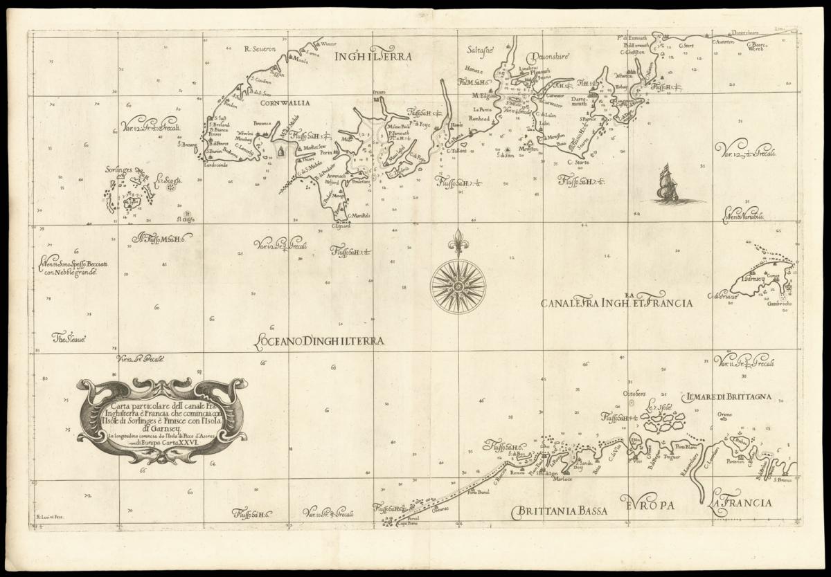 Dudley's rare chart of the southern Cornish coast