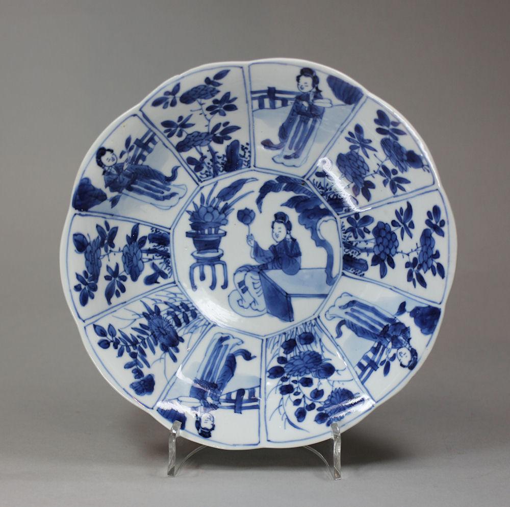 Chinese blue and white moulded saucer, Kangxi (1662-1722)