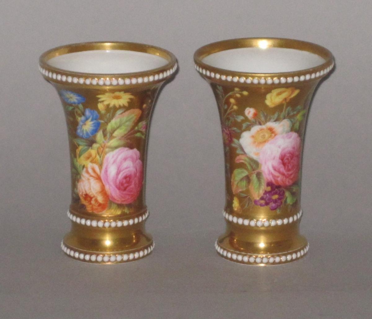Pair SPODE porcelain Spill Vases, circa 1815-20