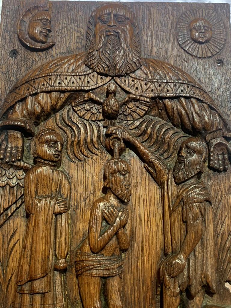 Rare Set of Three 16th Century English Tudor Oak Panels. Circa 1520